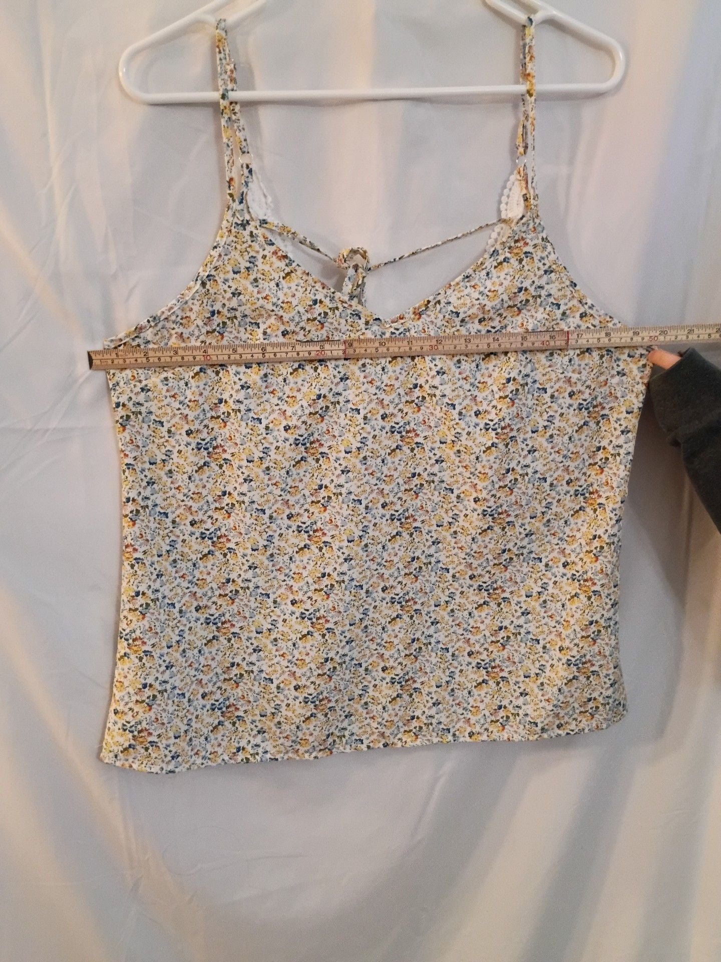 Versona Cami Top Floral Print Lace Trim V-Neck Spaghetti Strap 7