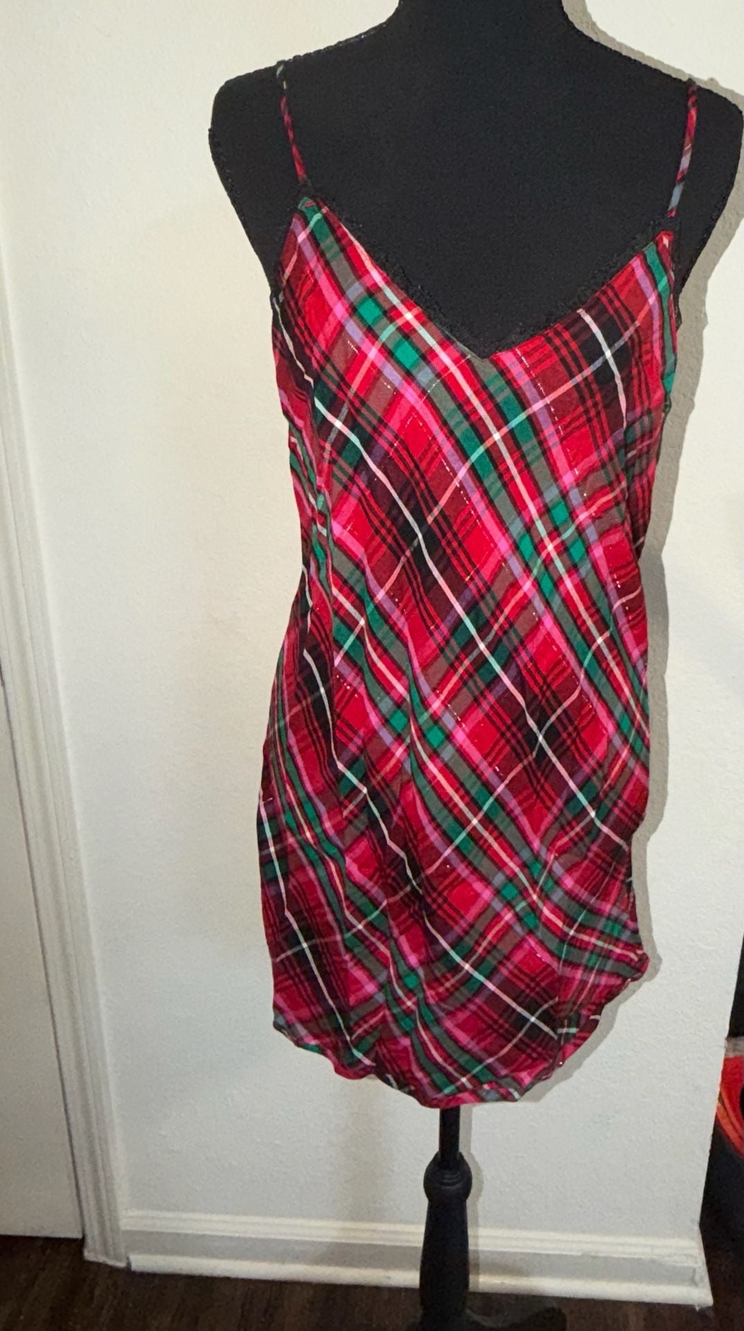 Victoria's Secret Slip Size S Plaid Chemise 3