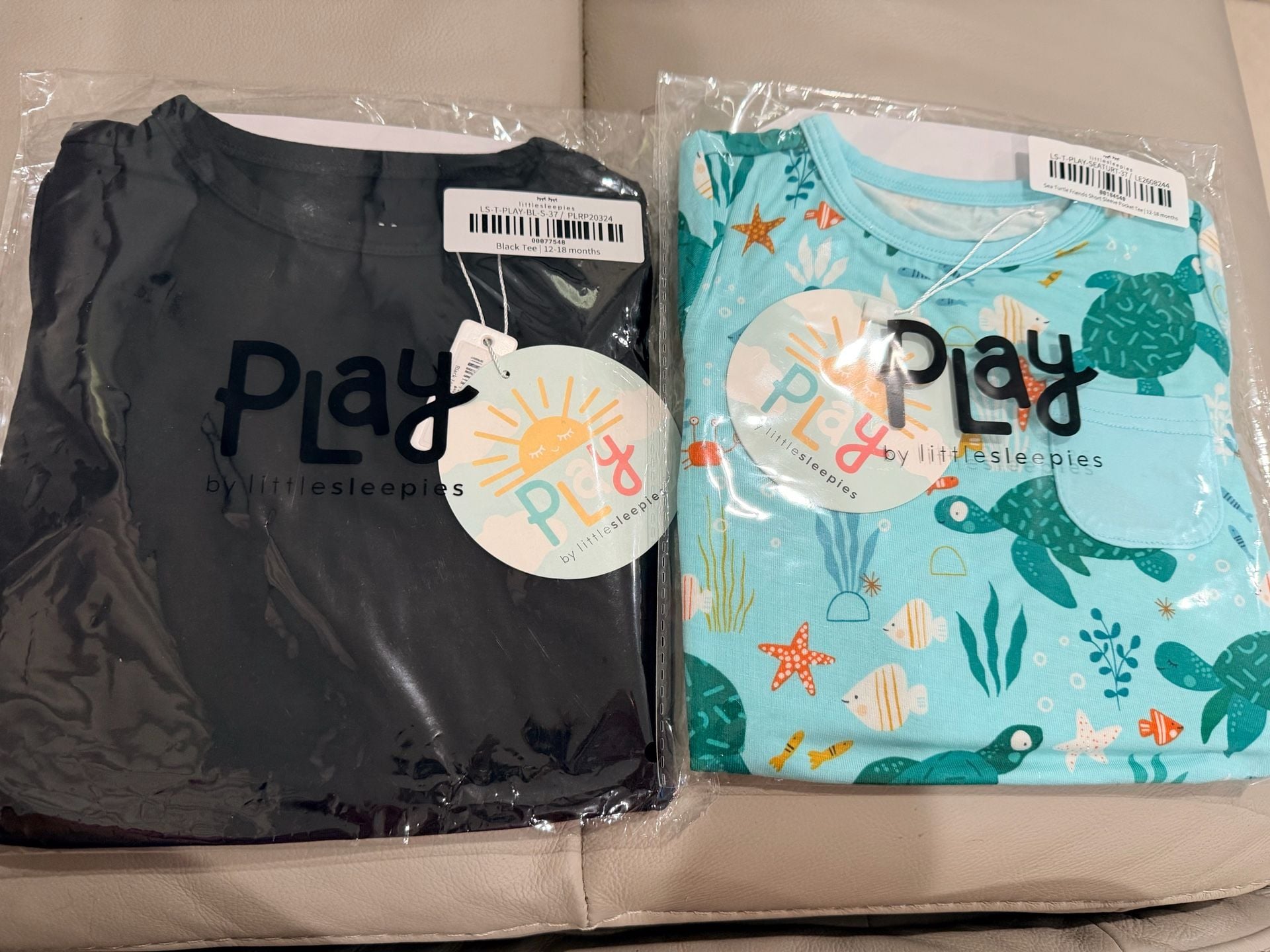 Play by Little Sleepies Black Tee & Turtle Tee Size 12-18 Months 1