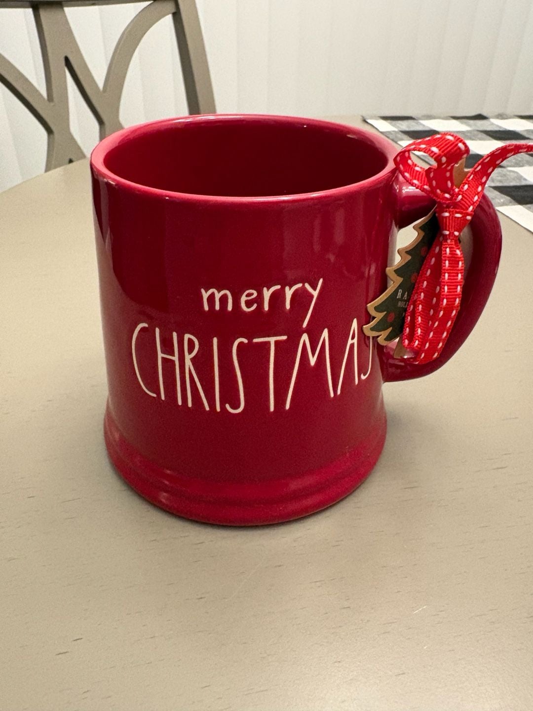 Rae Dunn Merry Christmas Red Coffee Mug with Charm 1