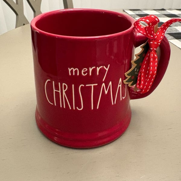 Rae Dunn Merry Christmas Red Coffee Mug with Charm
