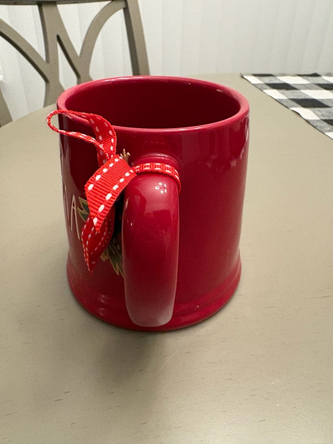 Rae Dunn Merry Christmas Red Coffee Mug with Charm 2