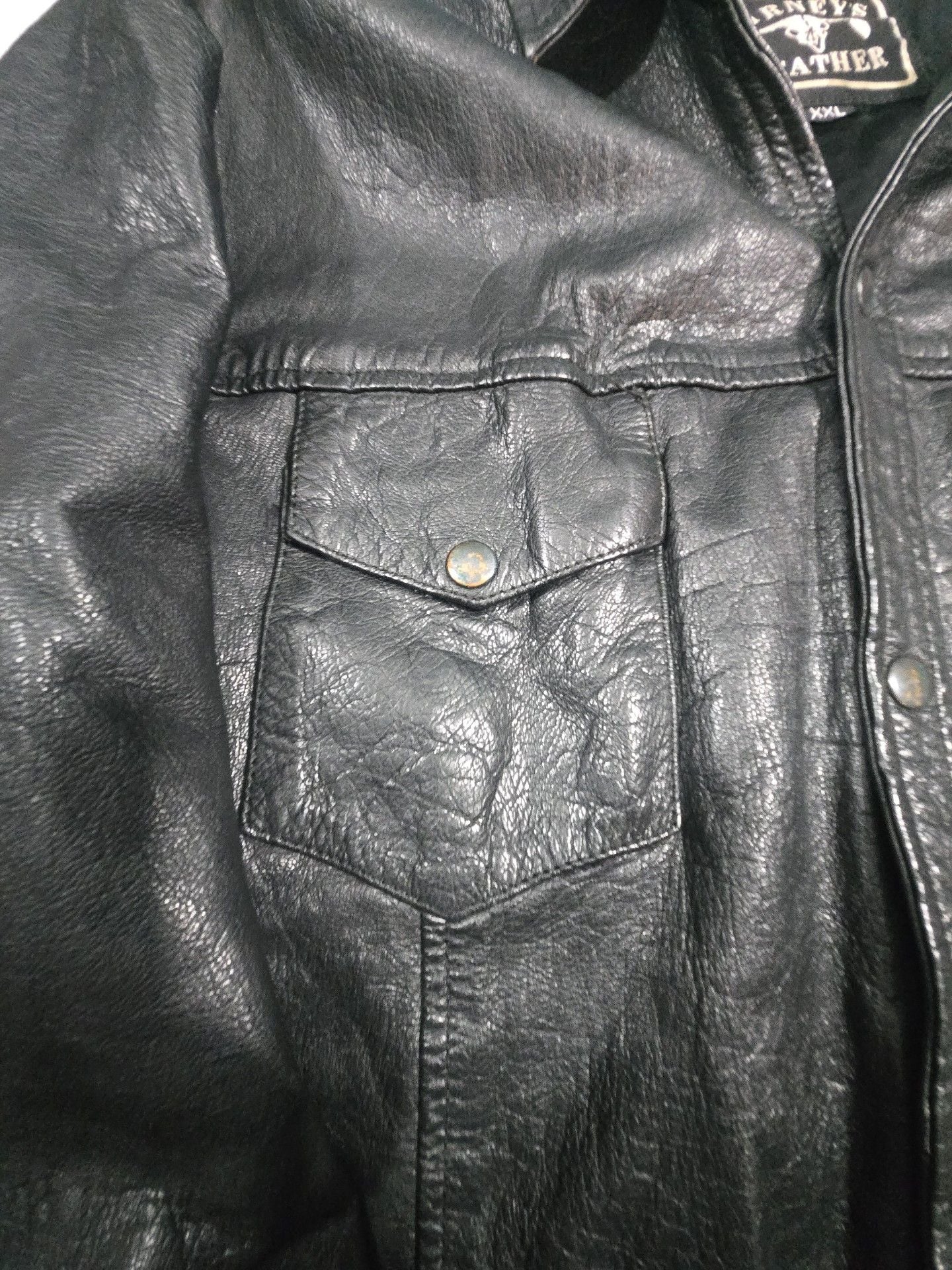 Barneys Vintage Leather Jacket Size XXL - Black Genuine Leather Snap 5