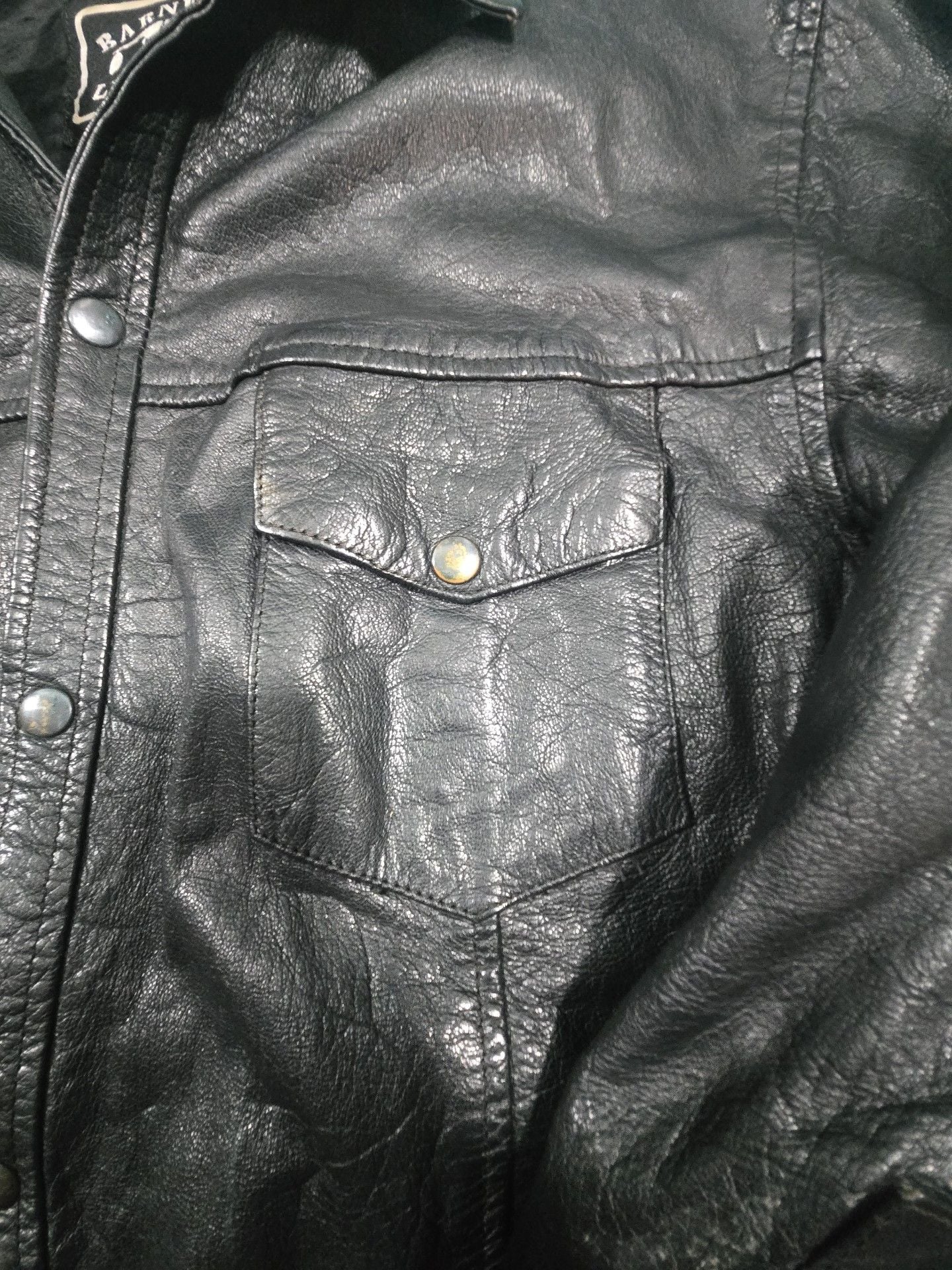 Barneys Vintage Leather Jacket Size XXL - Black Genuine Leather Snap 6