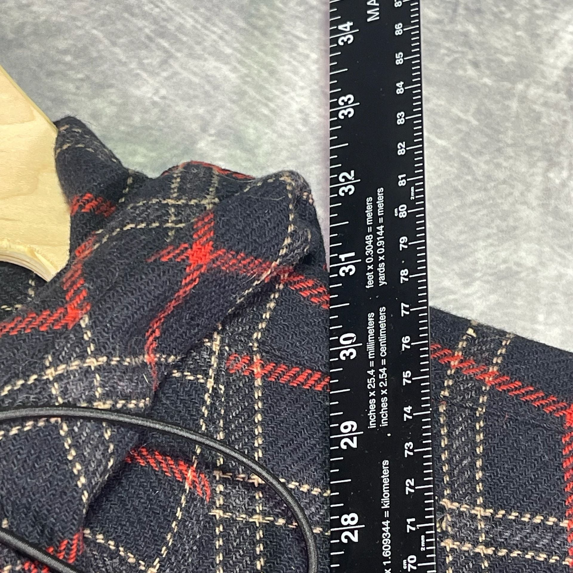 Harve Benard Hooded Poncho Size Small Red Navy Plaid Wool Cape 5