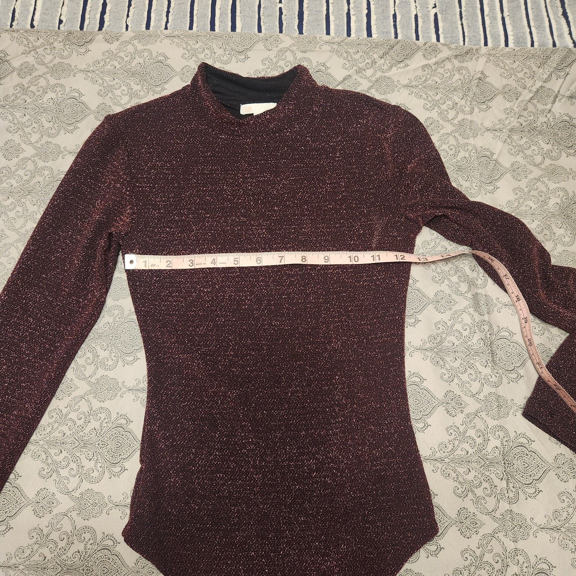 GB Metallic Mock Neck Bodysuit Size S 9