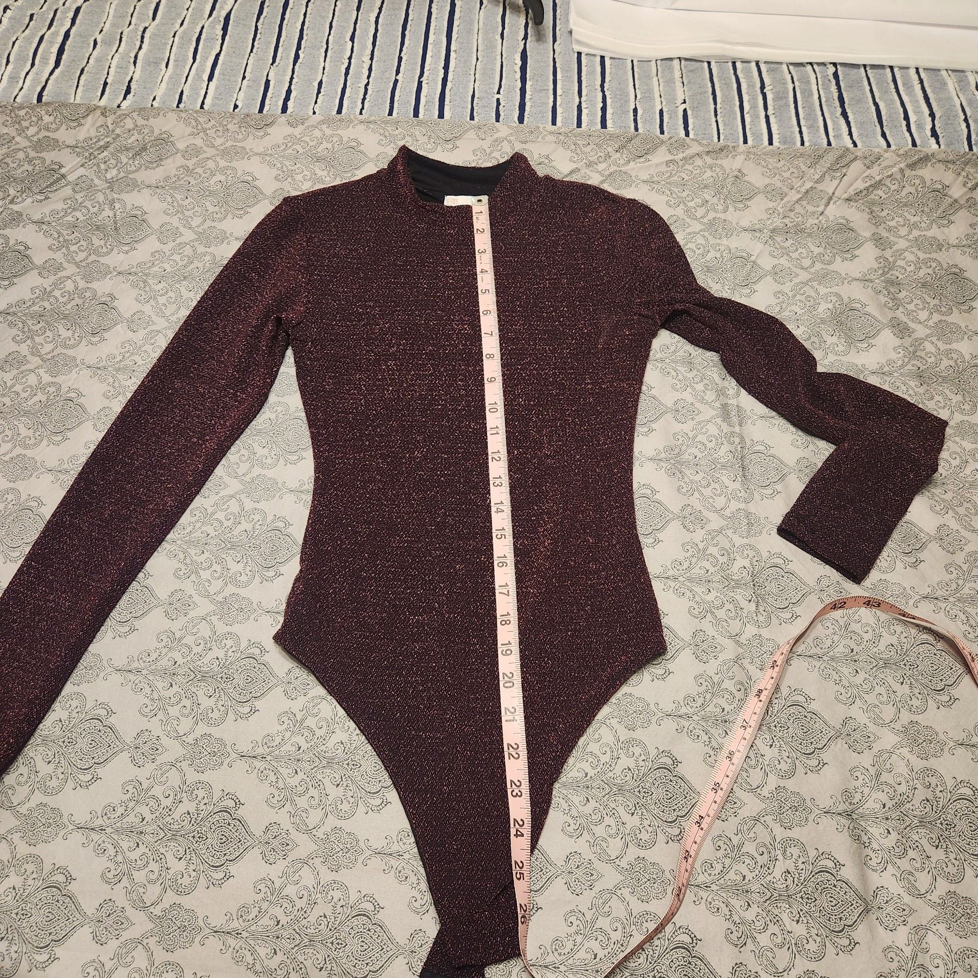 GB Metallic Mock Neck Bodysuit Size S 10