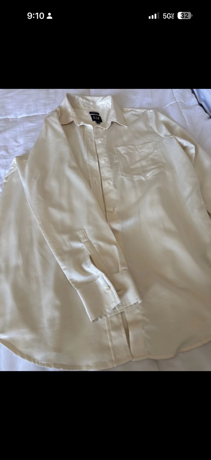 Gap Long Sleeve Button Up Shirt Size L Ivory 7