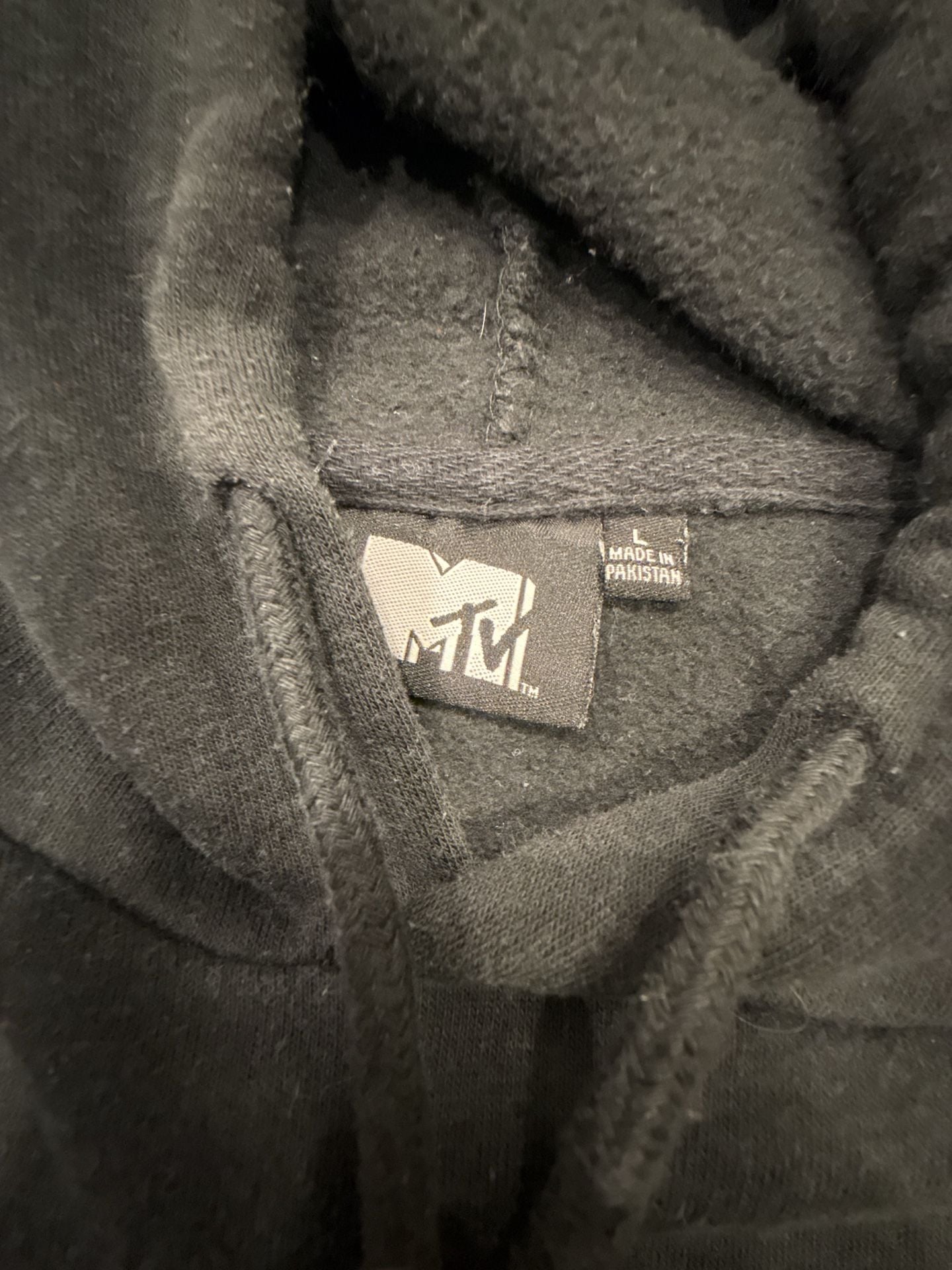 Mtv Classic Skull Print Logo Hoodie Size L Black Pullover 4