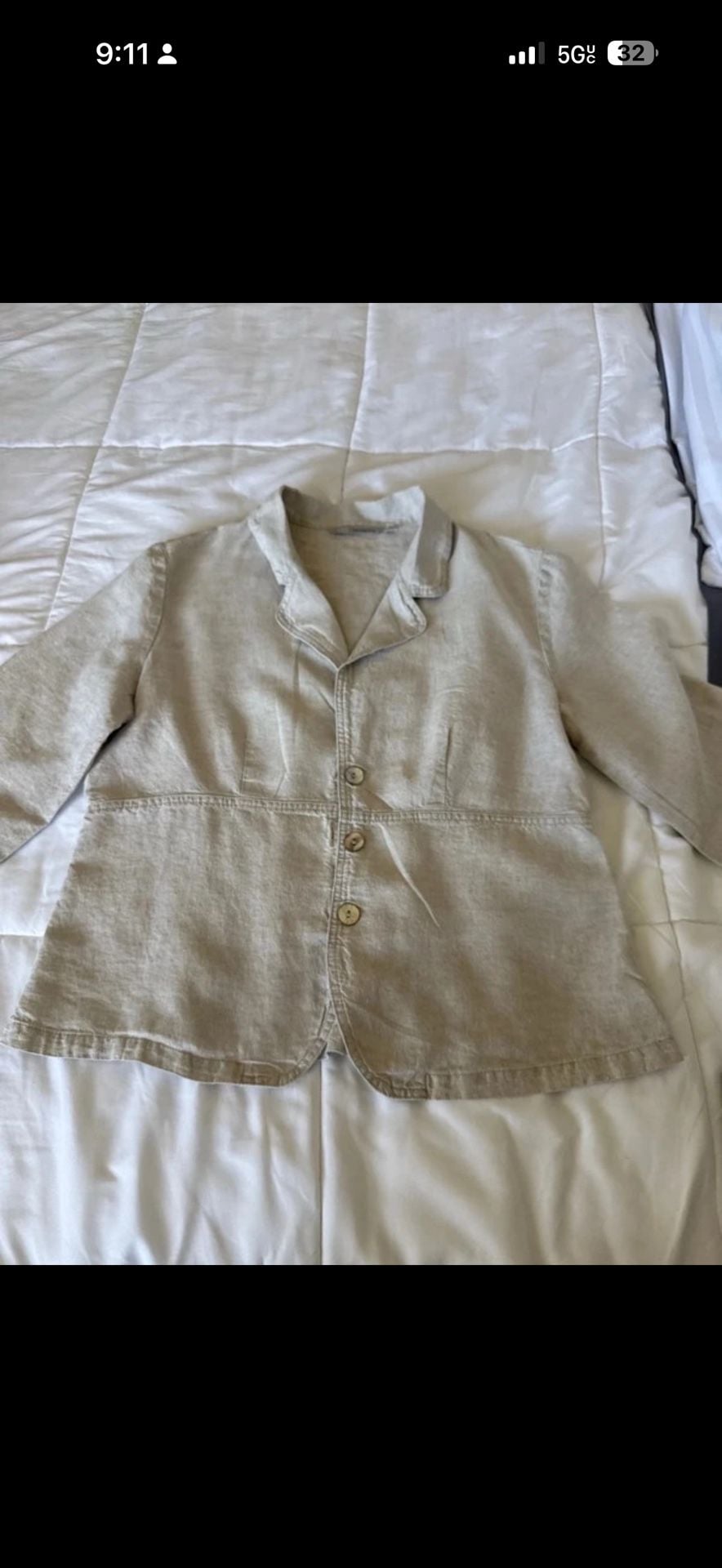 Linen Button Front Jacket Medium Beige 2