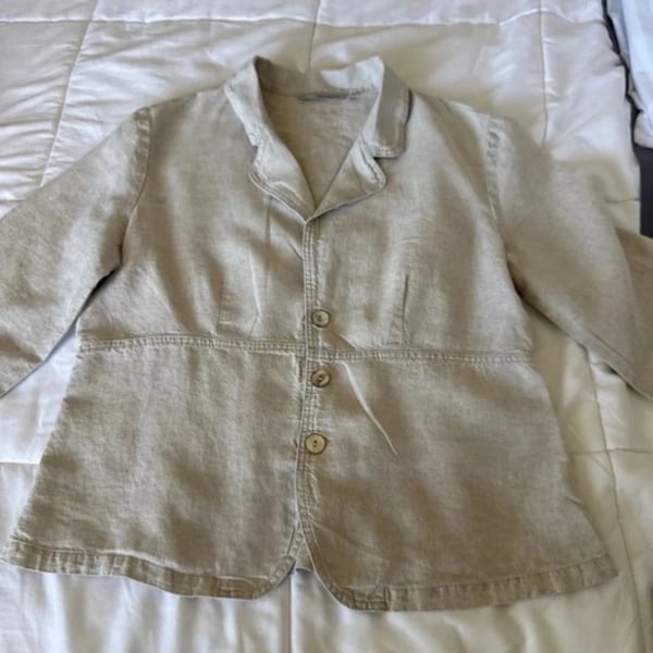 Linen Button Front Jacket Medium Beige