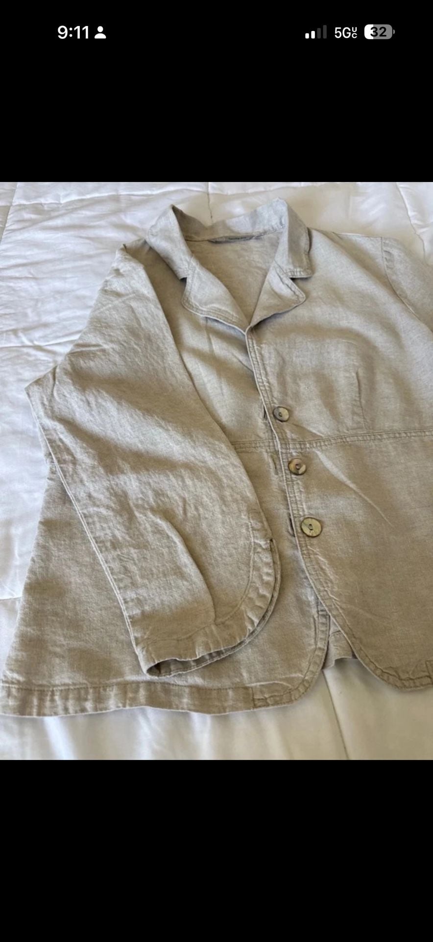 Linen Button Front Jacket Medium Beige 4