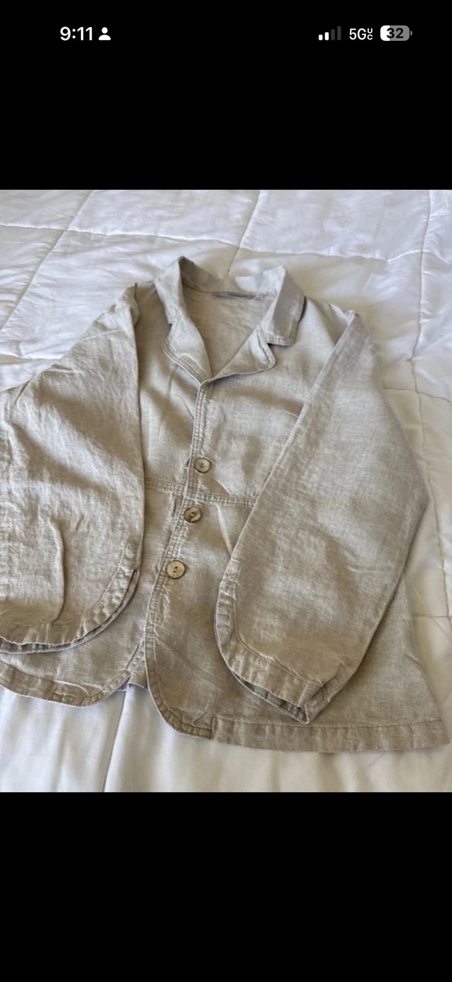 Linen Button Front Jacket Medium Beige 6