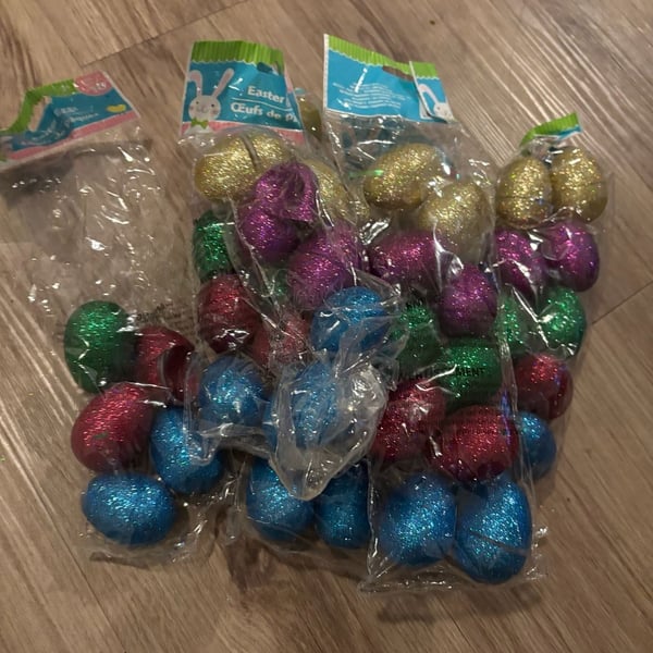 Easter Glitter Plastic Fillable Eggs Multicolor 4-Pack