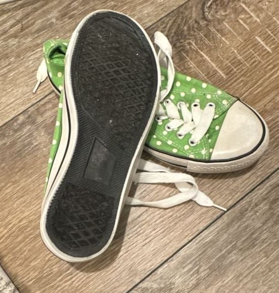 Low Top Sneakers Green White Polka Dot 3