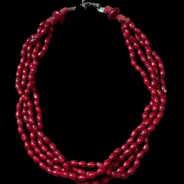 EXPRESS Multi Strand Red Beaded Statement Necklace