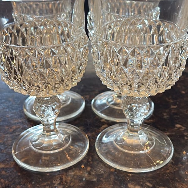Indiana Glass Diamond Point Clear Water Goblets Set of 4