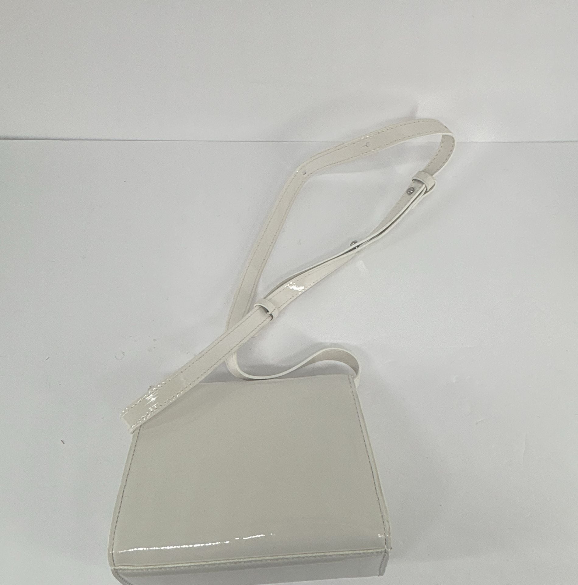 Mini Crossbody Bag White Patent Leather 3