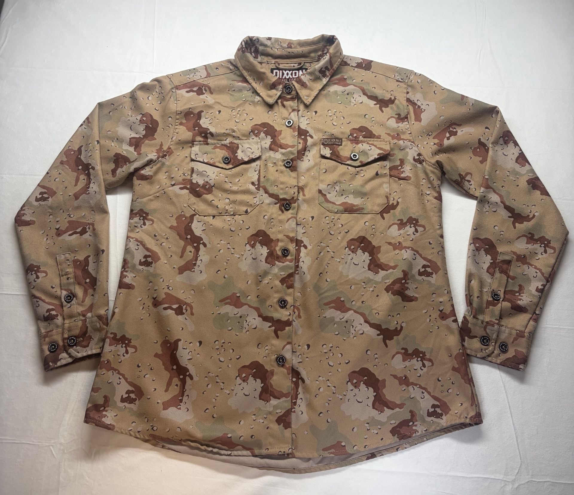 Women’s Dixxon Flannel Company BRCC Cup Of Death Flannel Size XL Camo Button 2
