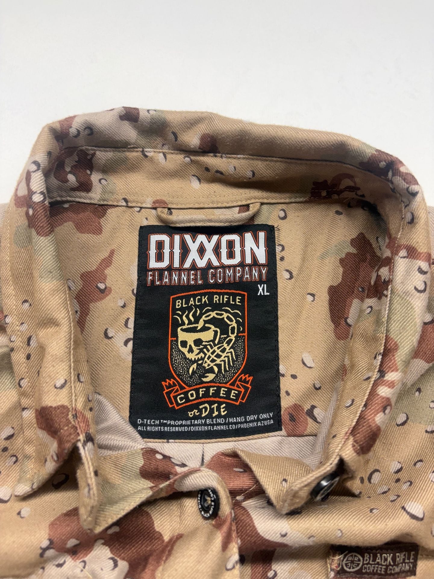 Women’s Dixxon Flannel Company BRCC Cup Of Death Flannel Size XL Camo Button 7