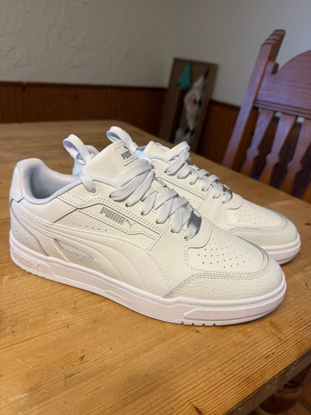 Puma Caven III Plus Size 9.5 White Silver Sneakers 2