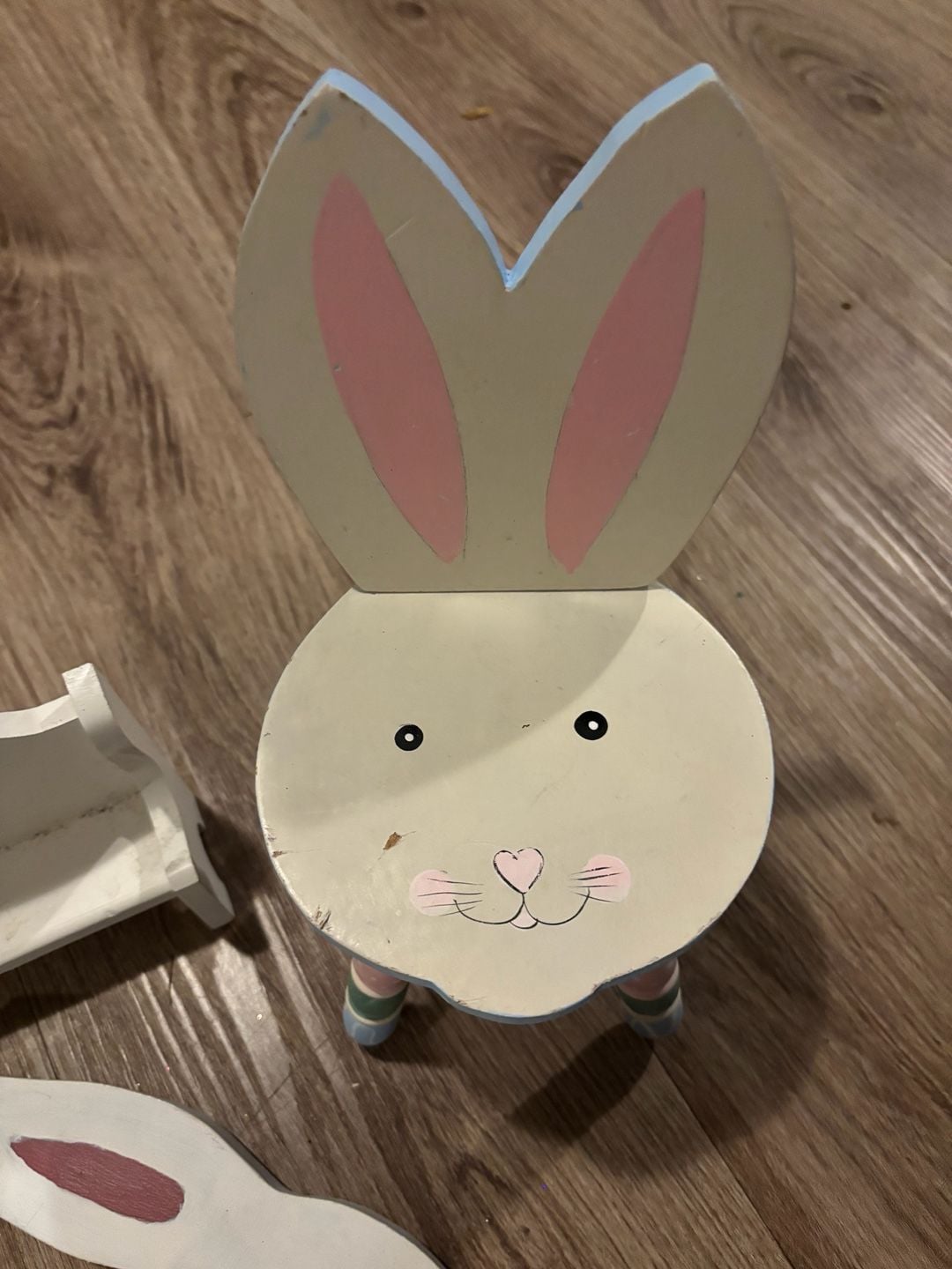 Handmade Wooden Easter Bunny Decor Bundle Chair Wall Sign Bench 2
