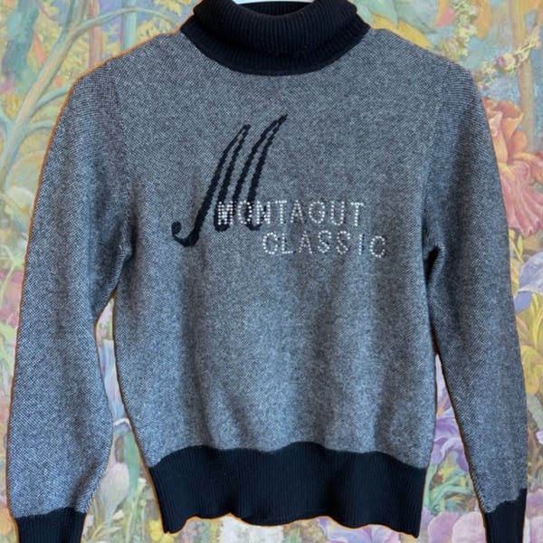 Montagut Turtleneck Sweater Size 90 Black Gray Cashmere