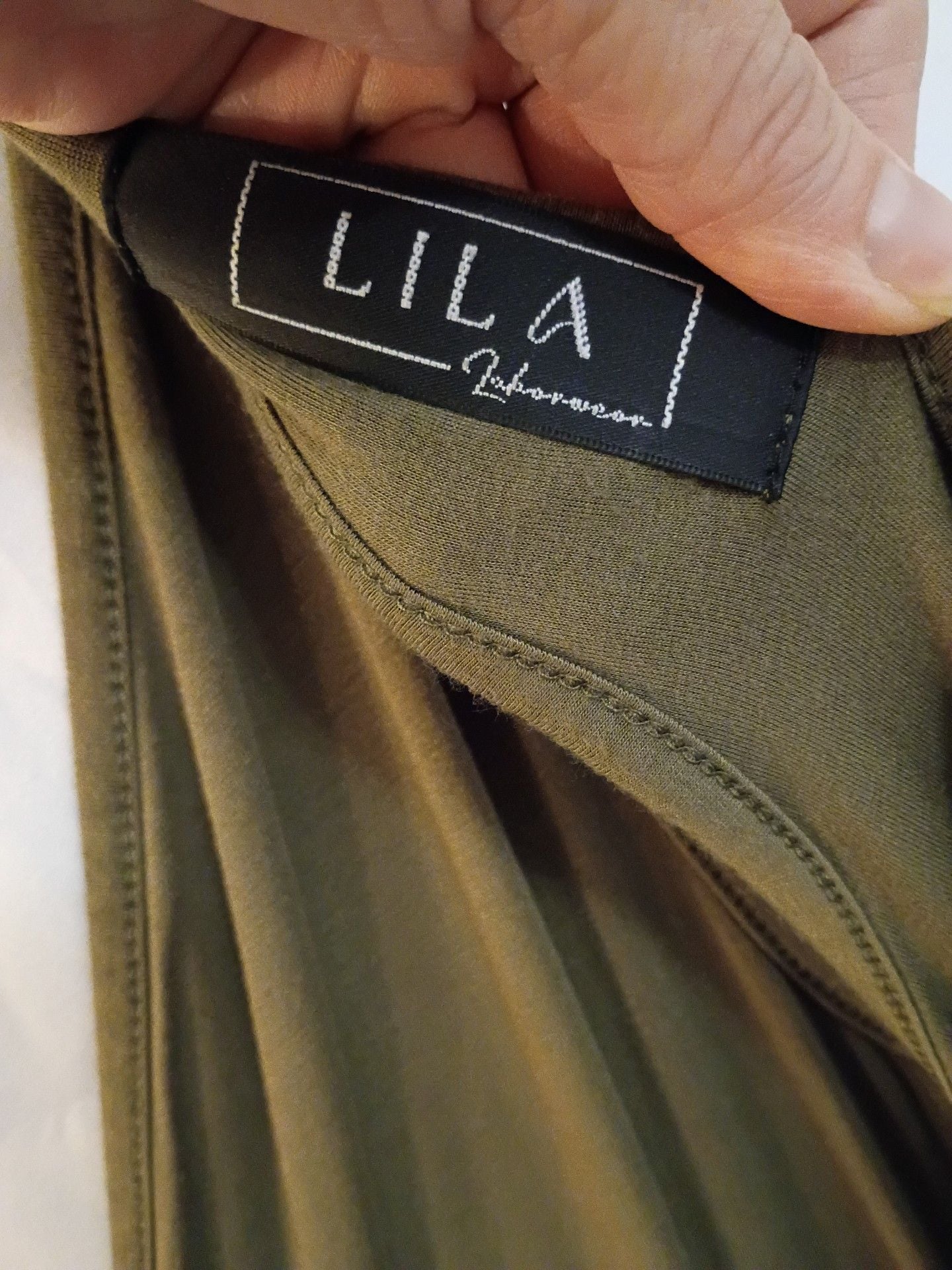 Lila Loungewear V-Neck Midi Dress Green Jersey Cutout Open Back 7