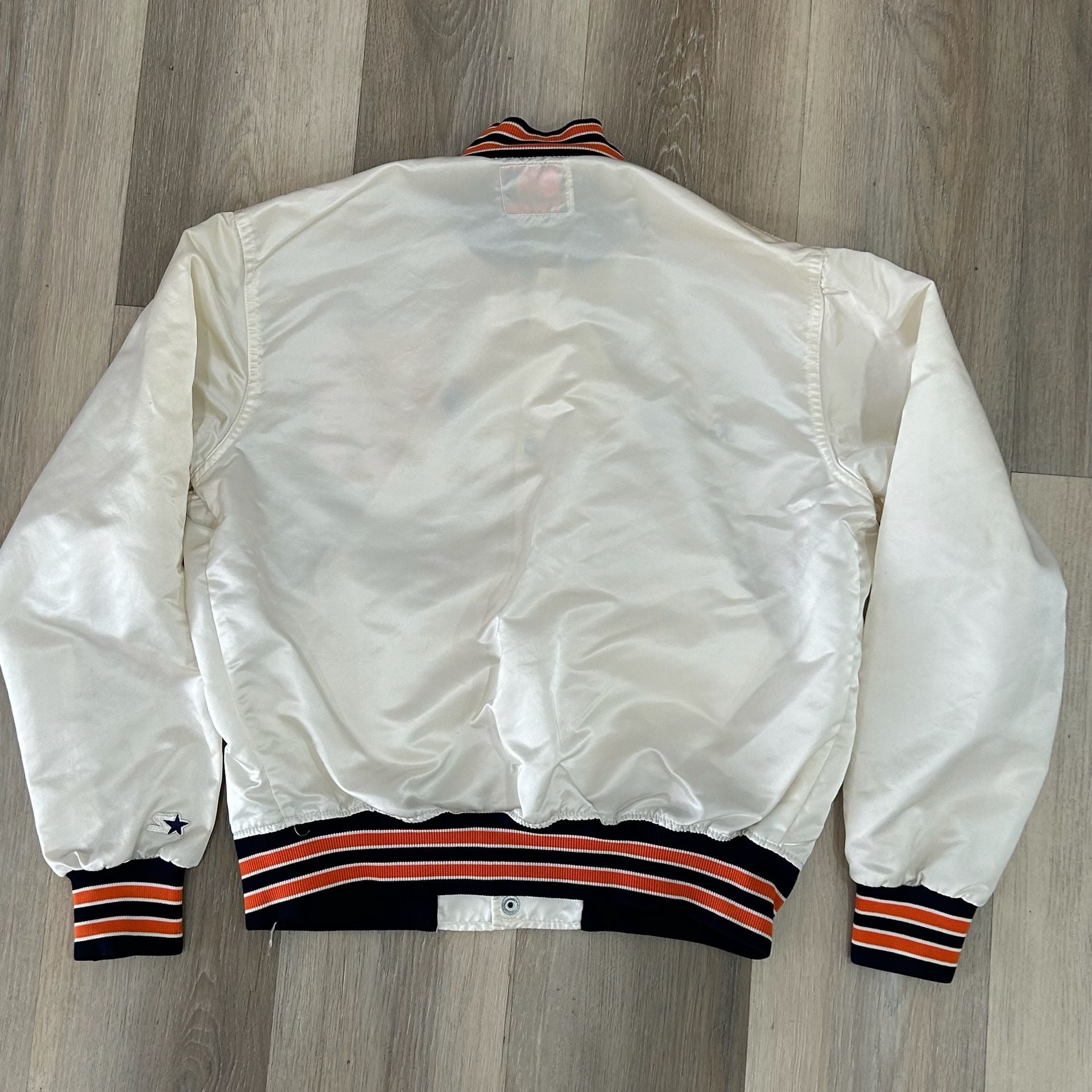 Starter Bomber Satin 80's Detroit Tigers White Jacket, 3