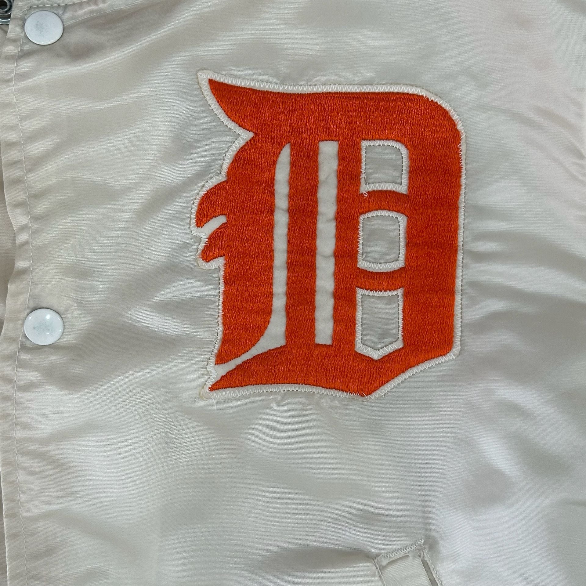 Starter Bomber Satin 80's Detroit Tigers White Jacket, 5