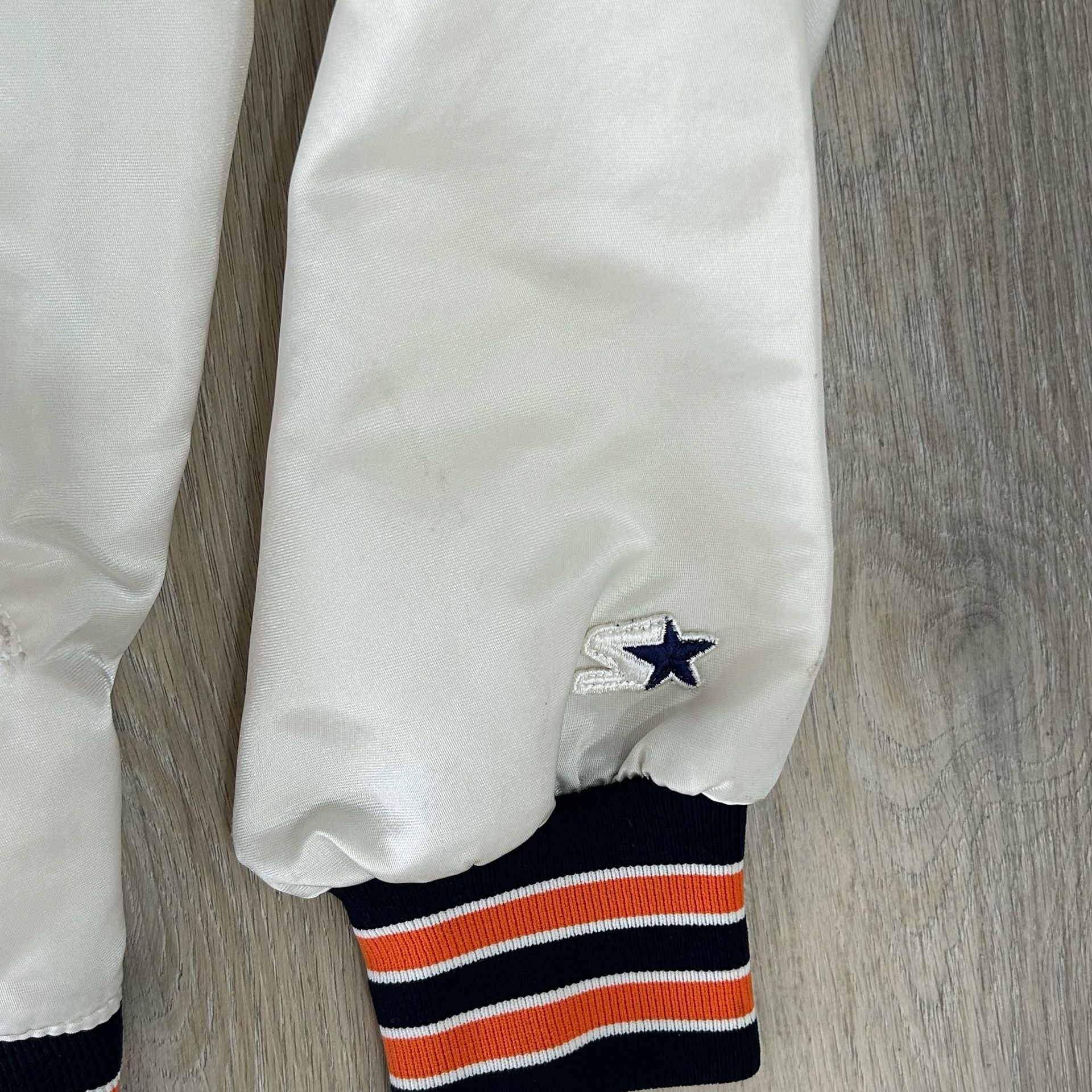 Starter Bomber Satin 80's Detroit Tigers White Jacket, 8