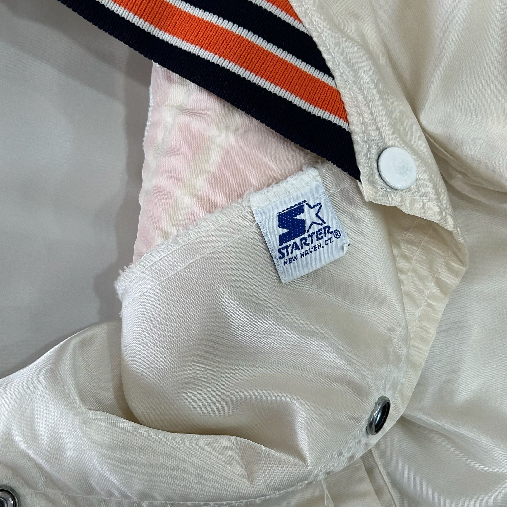 Starter Bomber Satin 80's Detroit Tigers White Jacket, 9