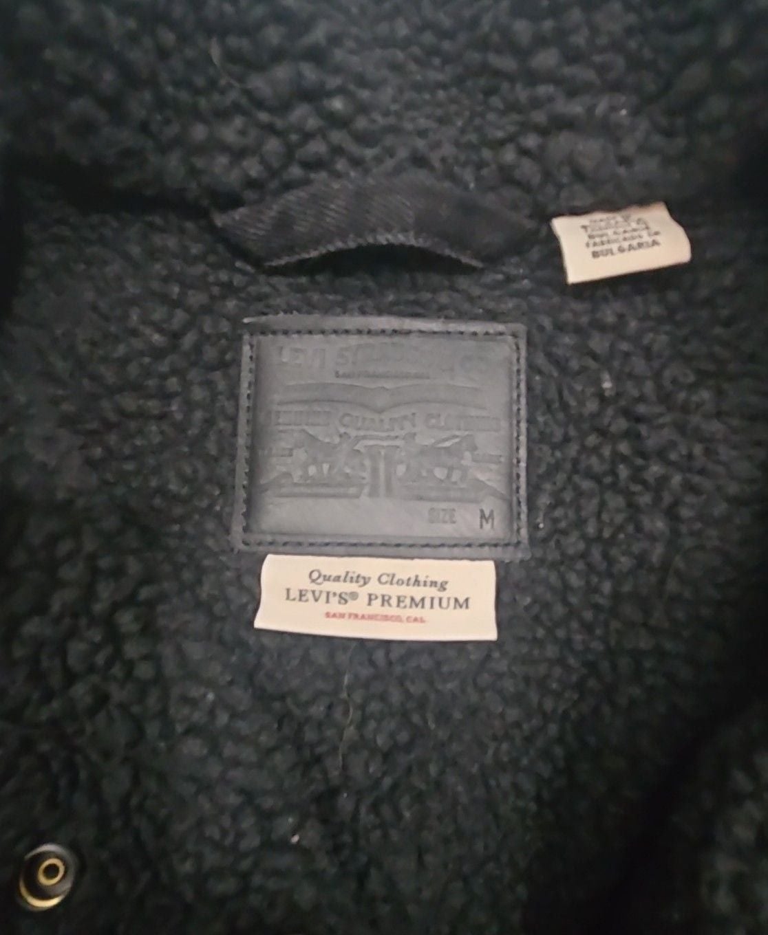 Levi's Sherpa Trucker Jacket Size M Black Denim Fleece 5