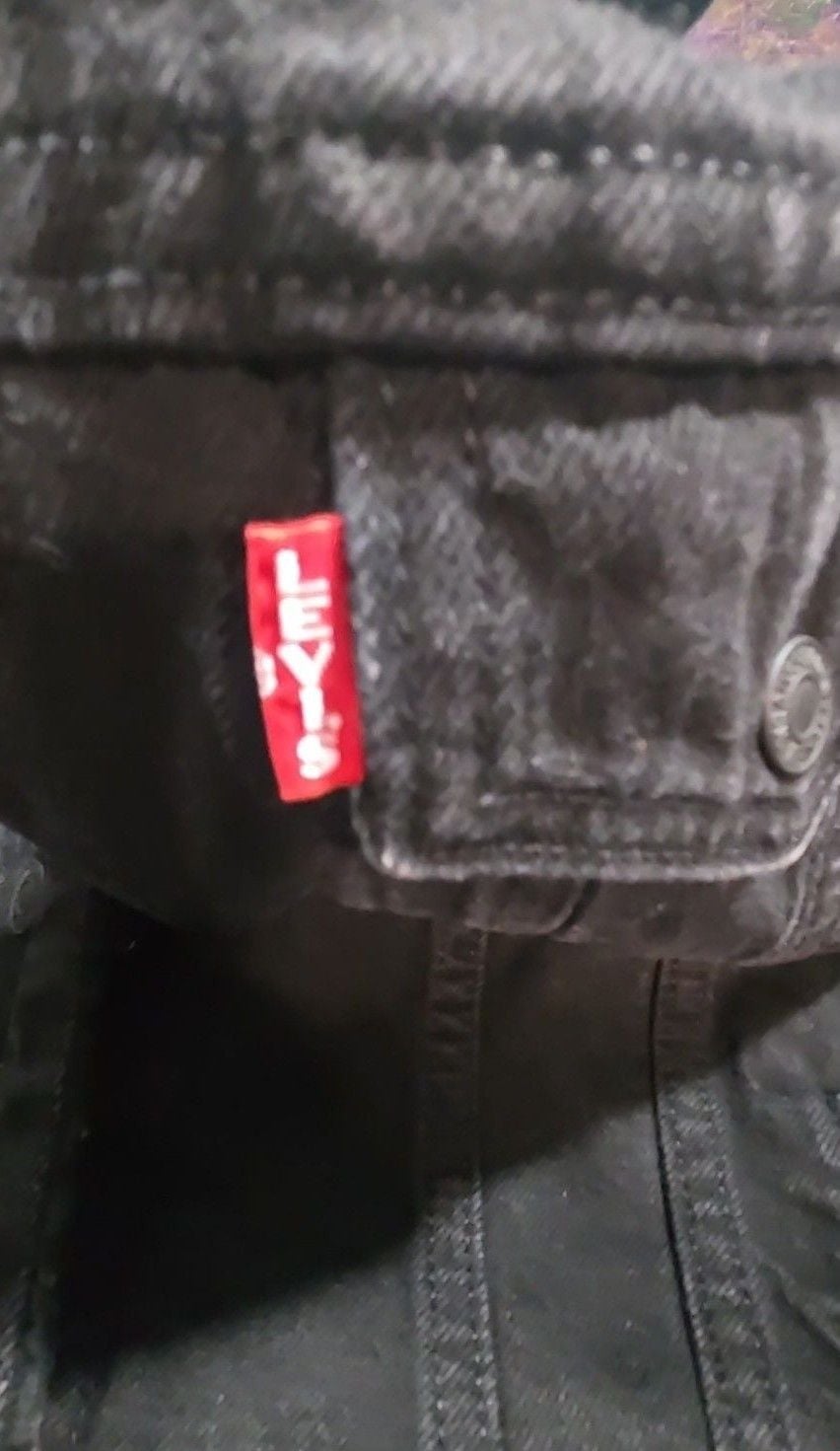 Levi's Sherpa Trucker Jacket Size M Black Denim Fleece 4