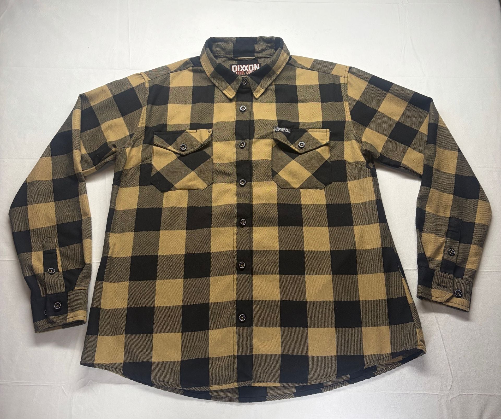 Women’s Dixxon Flannel Co Black Rifle Coffee Co Flannel Size XL Tan Black 2