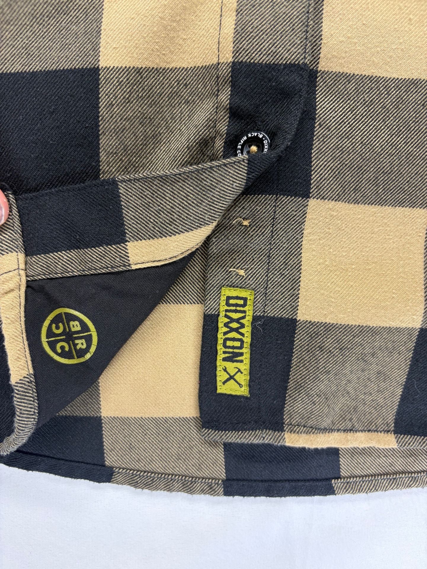 Women’s Dixxon Flannel Co Black Rifle Coffee Co Flannel Size XL Tan Black 6