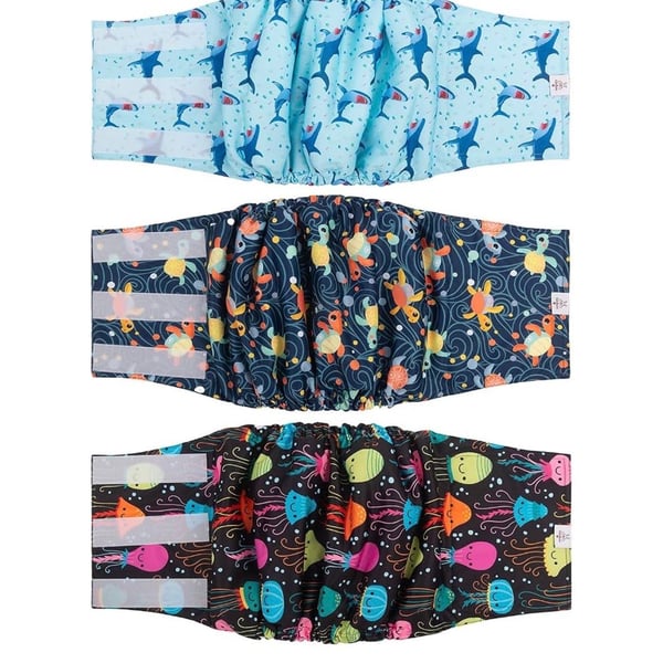 CuteBone Belly Band Male Dog Wrap 3-Pack Size Large Washable