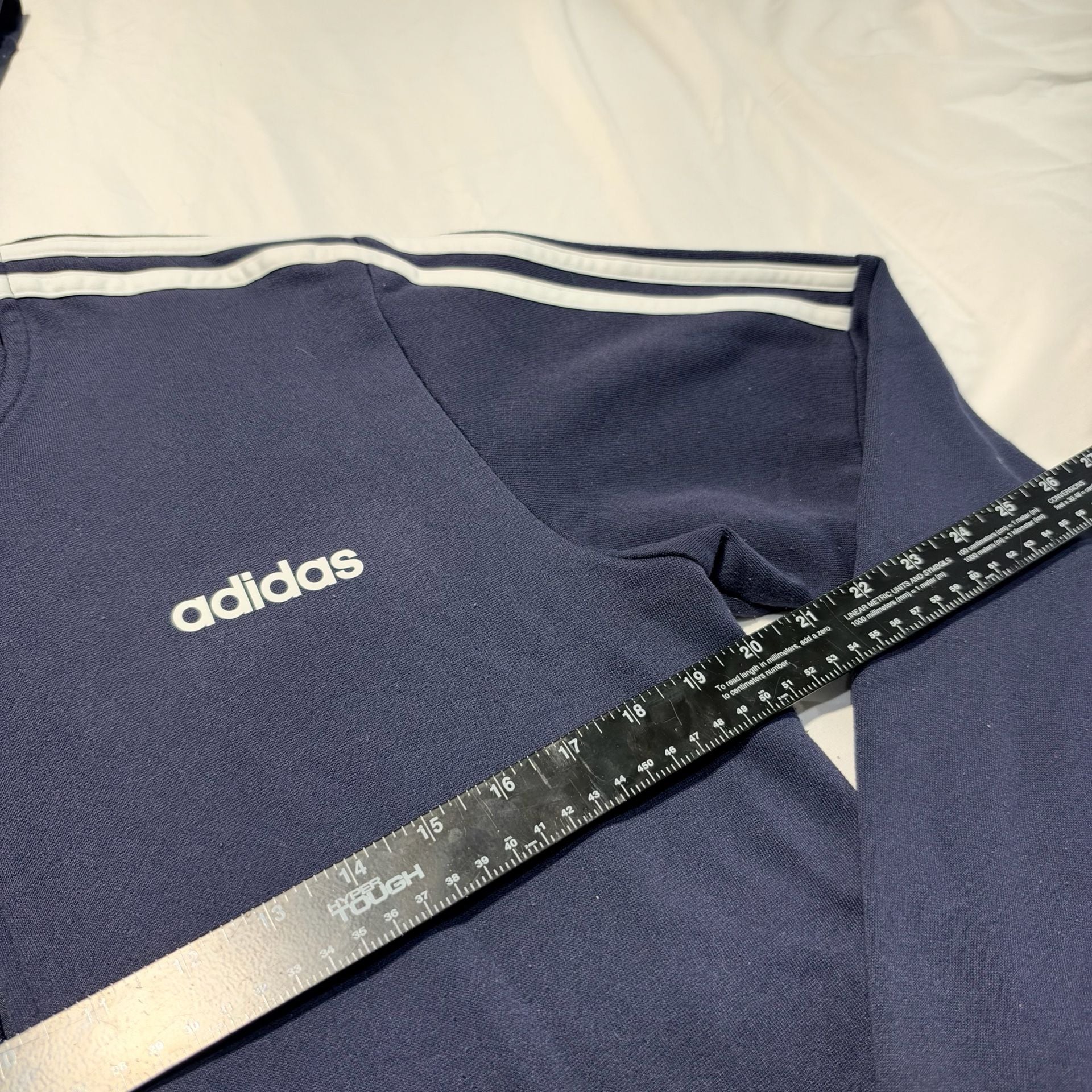 Adidas Essentials 3-Stripes Full-Zip Hoodie Navy Blue 3