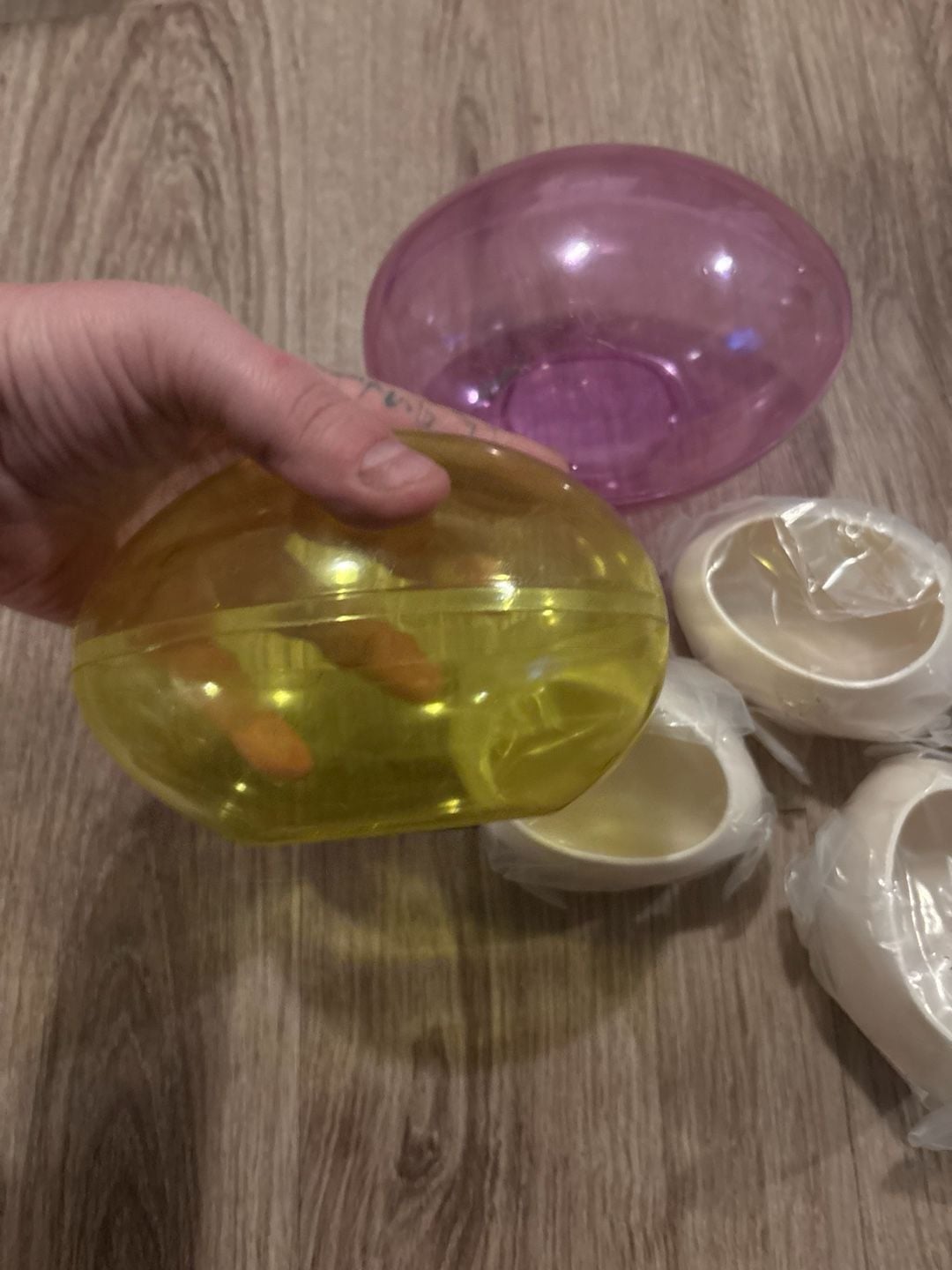 Easter Egg Plastic Bowls and Ceramic Egg Cups Set of 6 3