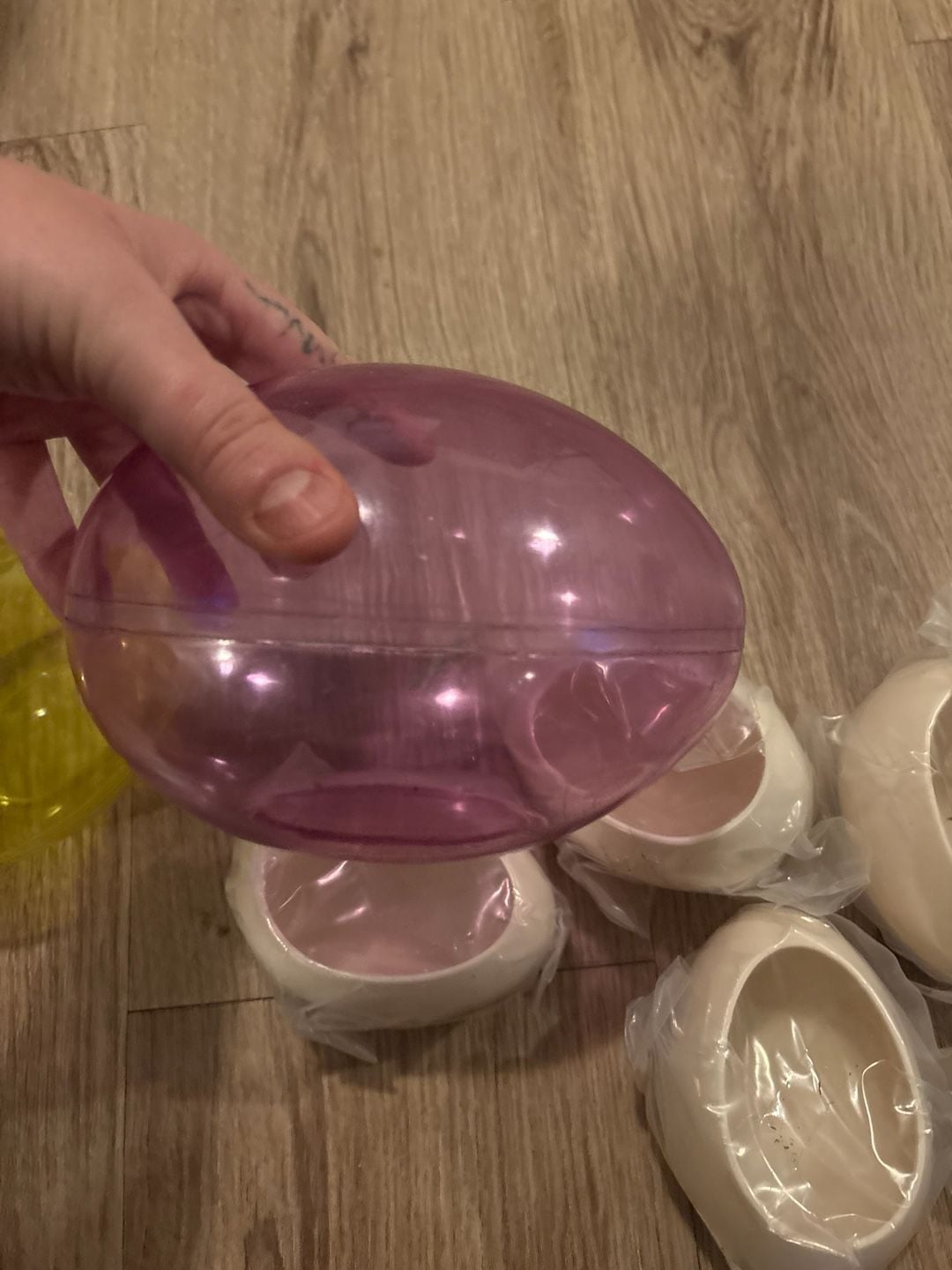 Easter Egg Plastic Bowls and Ceramic Egg Cups Set of 6 5