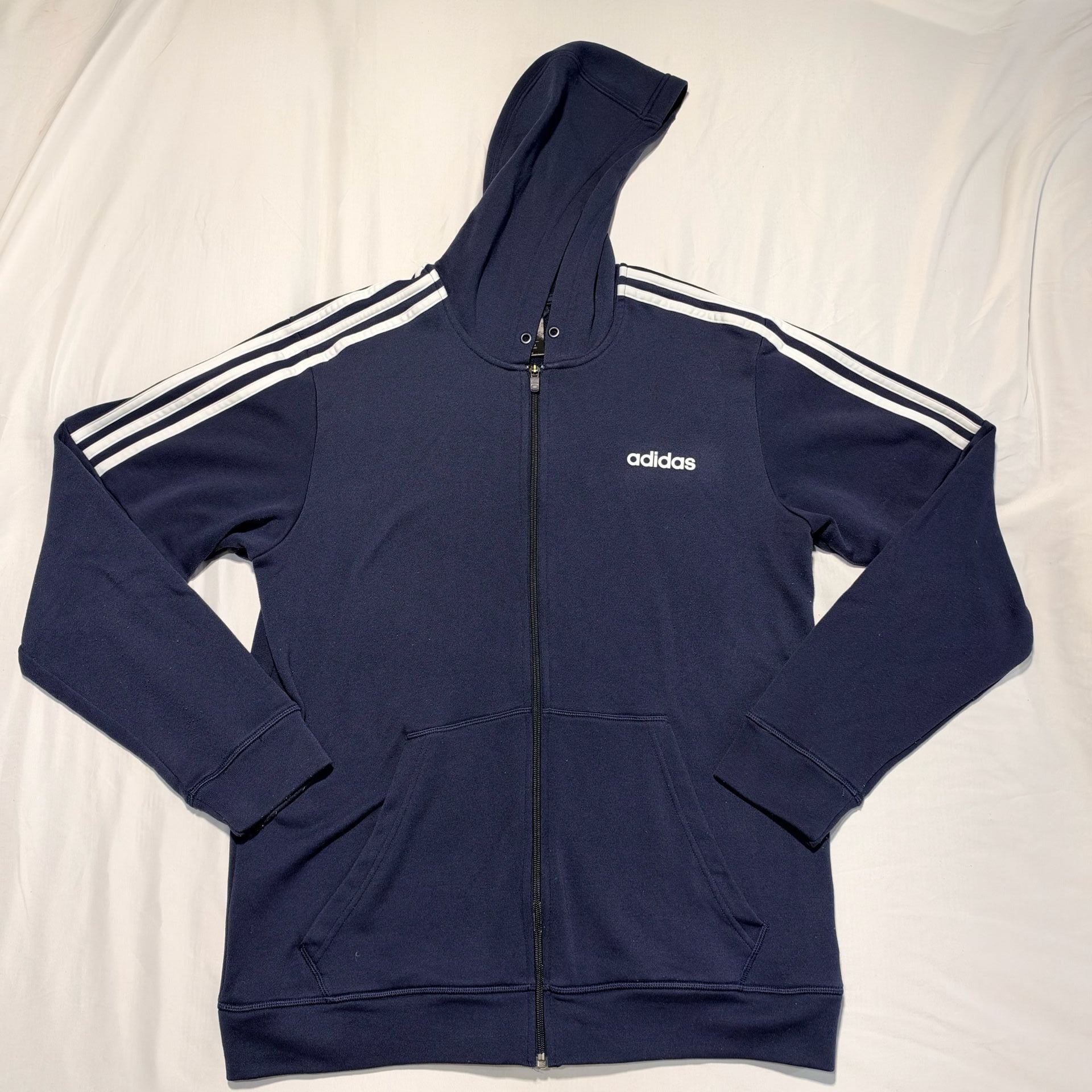 Adidas Essentials 3-Stripes Full-Zip Hoodie Navy Blue 2