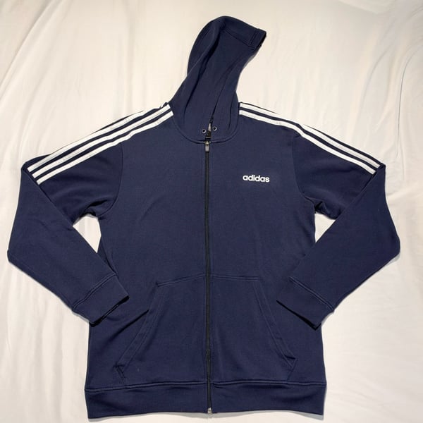 Adidas Essentials 3-Stripes Full-Zip Hoodie Navy Blue