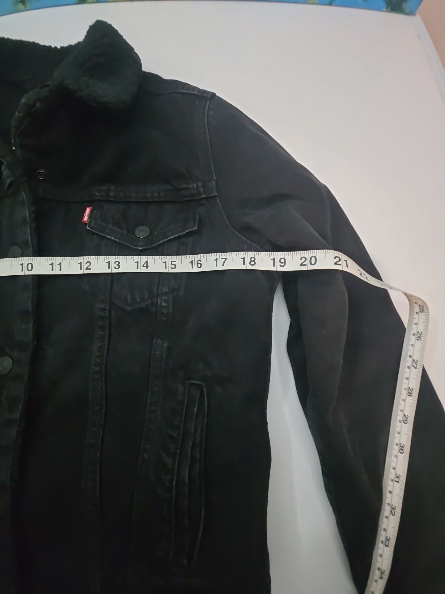 Levi's Sherpa Trucker Jacket Size M Black Denim Fleece 6