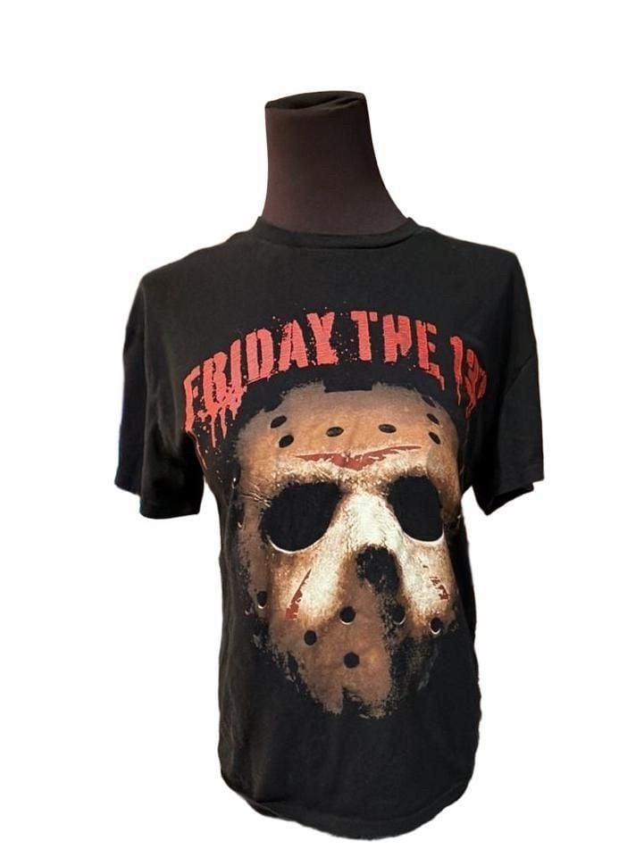 Friday The 13th Jason Mask Graphic T-Shirt Size M Black 2