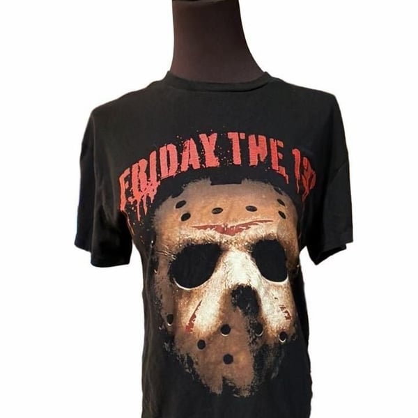 Friday The 13th Jason Mask Graphic T-Shirt Size M Black