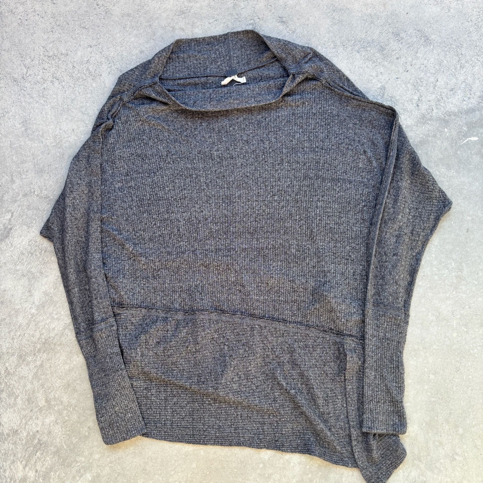 Free People Londontown Thermal Top Ribbed Asymmetrical Grey Size S 2