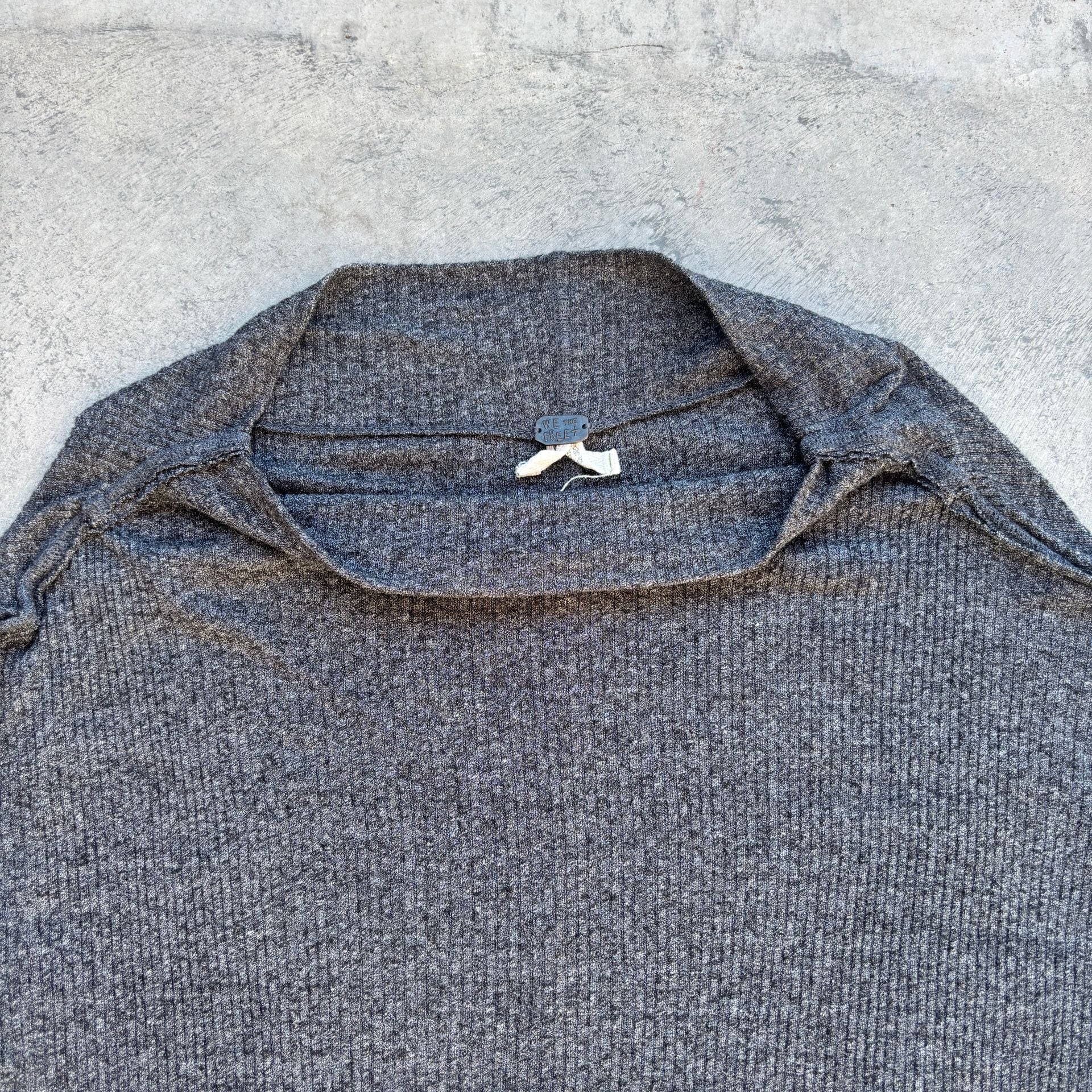 Free People Londontown Thermal Top Ribbed Asymmetrical Grey Size S 3