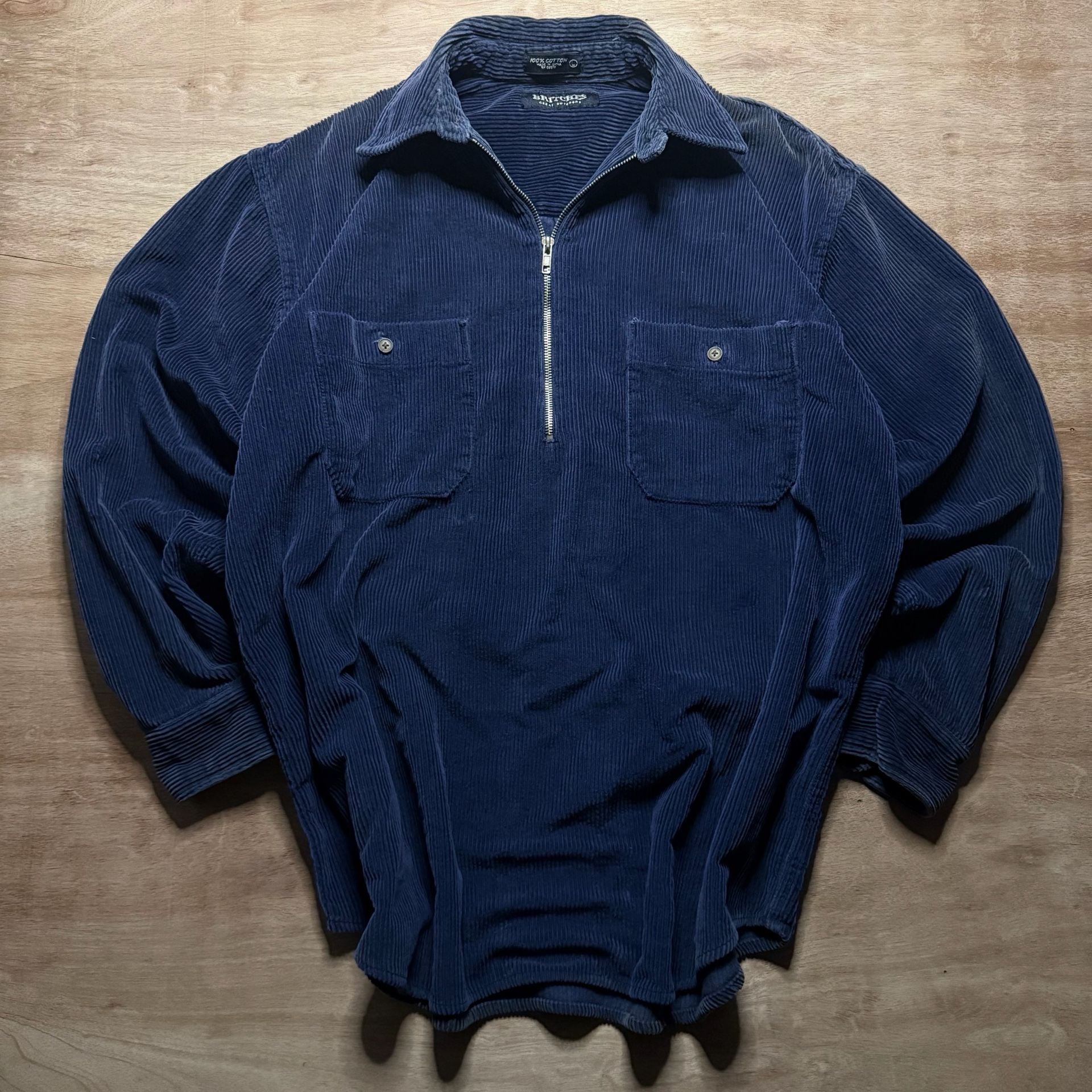 Vintage Britches Great Outdoors Navy Corduroy Quarter Zip Shirt Men’s L 1
