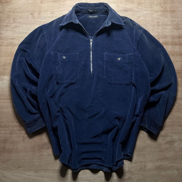 Vintage Britches Great Outdoors Navy Corduroy Quarter Zip Shirt Men’s L