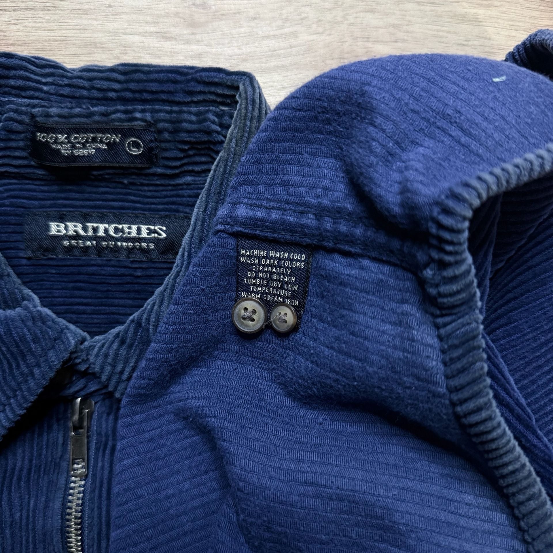 Vintage Britches Great Outdoors Navy Corduroy Quarter Zip Shirt Men’s L 9